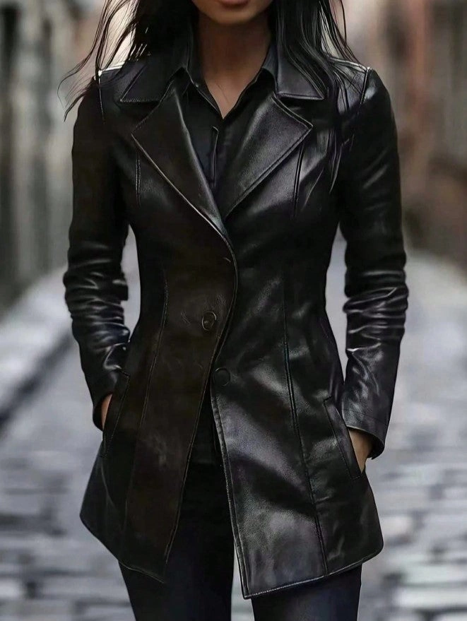 Casaco Blazer de Couro Eco Elegance