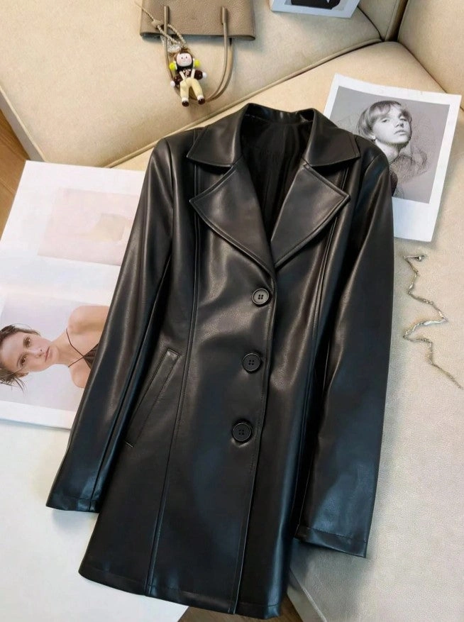 Casaco Blazer de Couro Eco Elegance