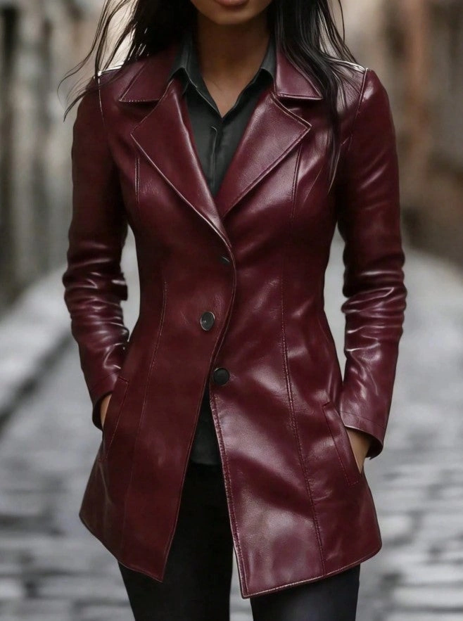 Casaco Blazer de Couro Eco Elegance