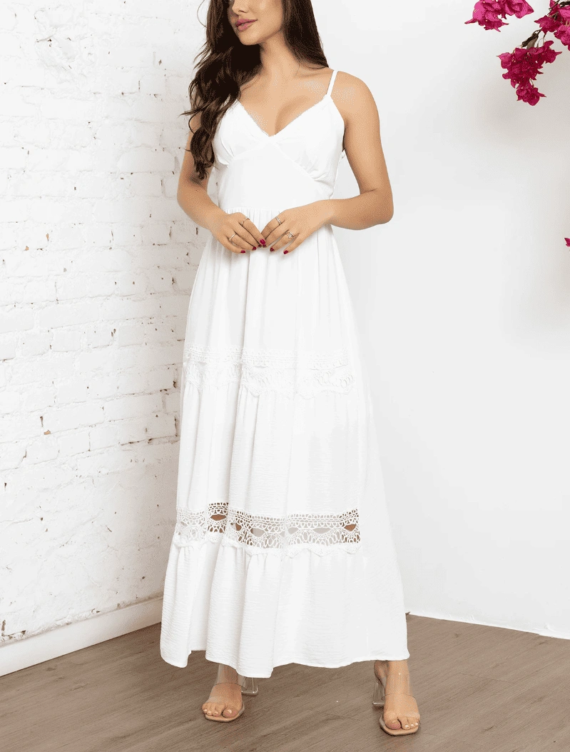 Vestido de Festa Longo com Renda Alcinha
