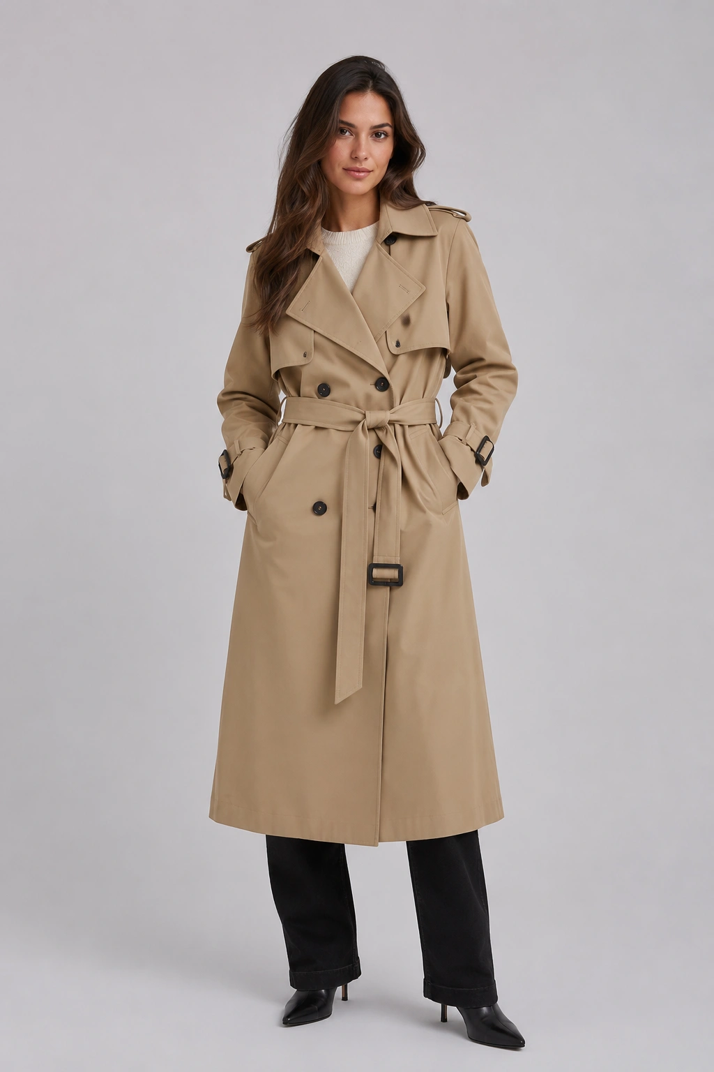 Trench Coat Longo com Faixa