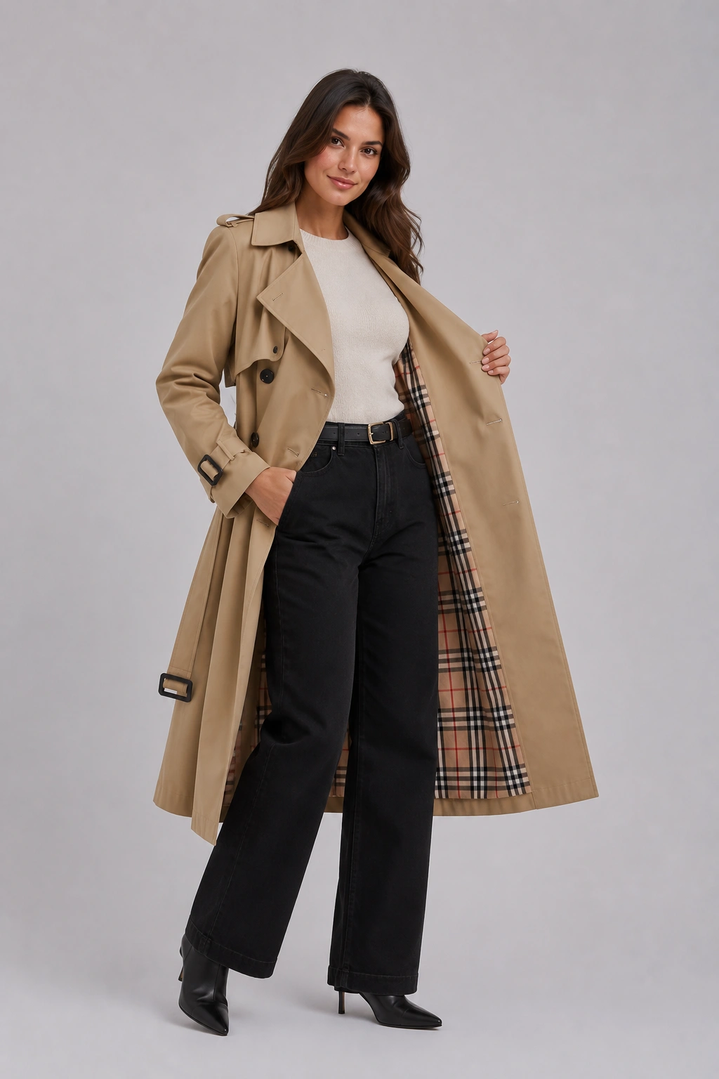 Trench Coat Longo com Faixa