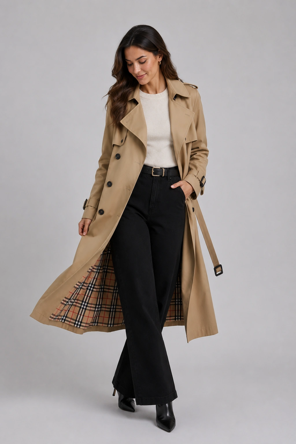 Trench Coat Longo com Faixa