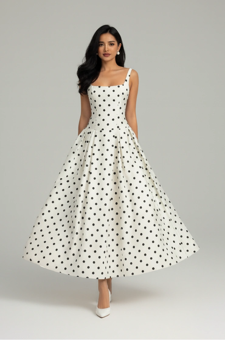 Vestido Audrey Midi Poá