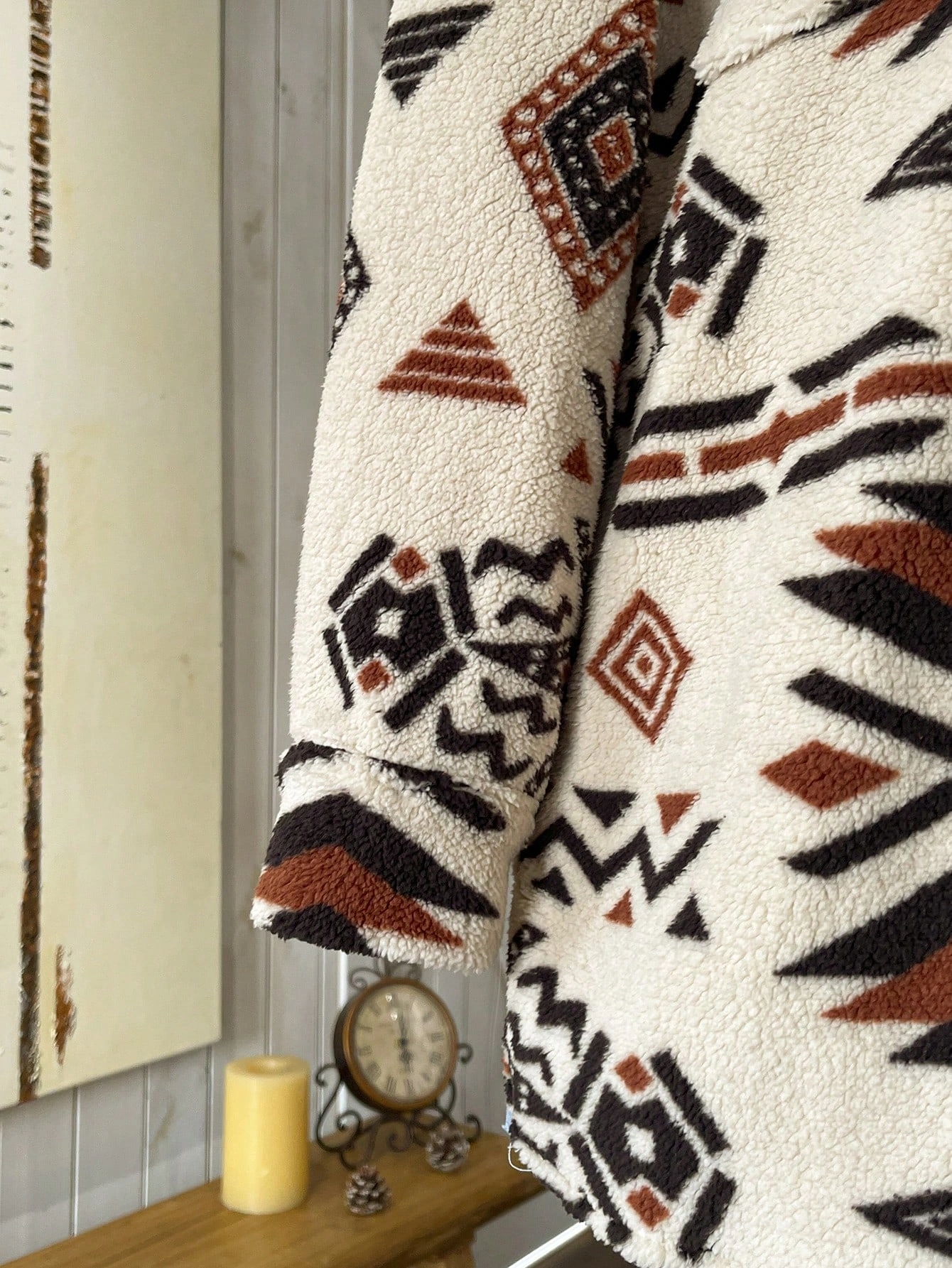 Casaco Boho Alongado com Estampa Geométrica