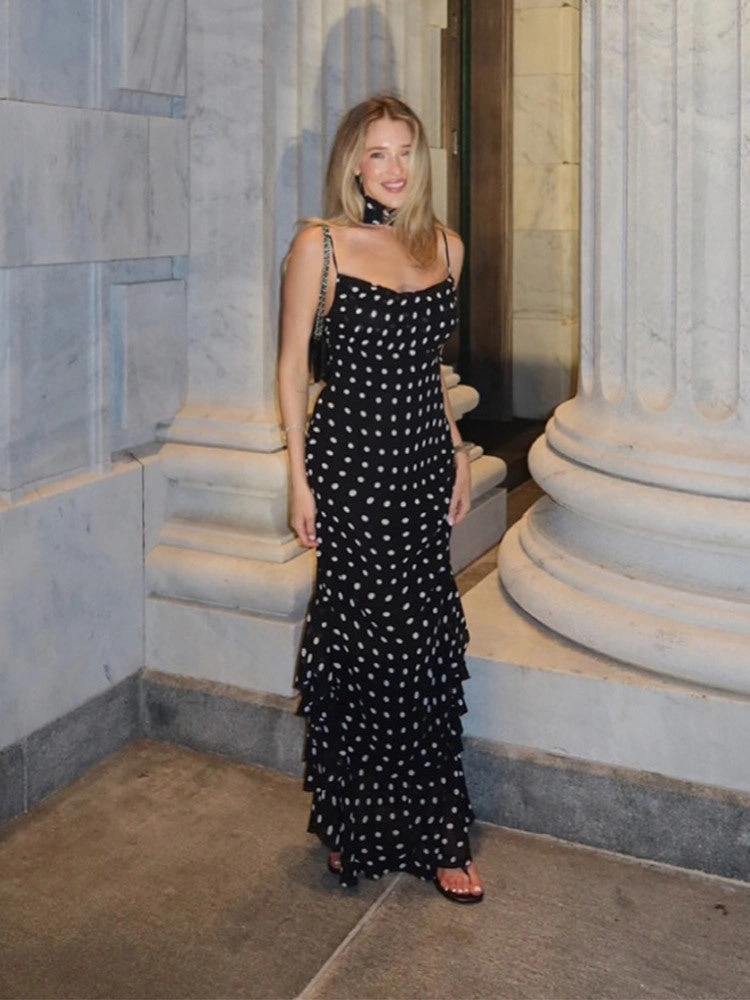 Vestido Audrey Longo em Poá com Babados