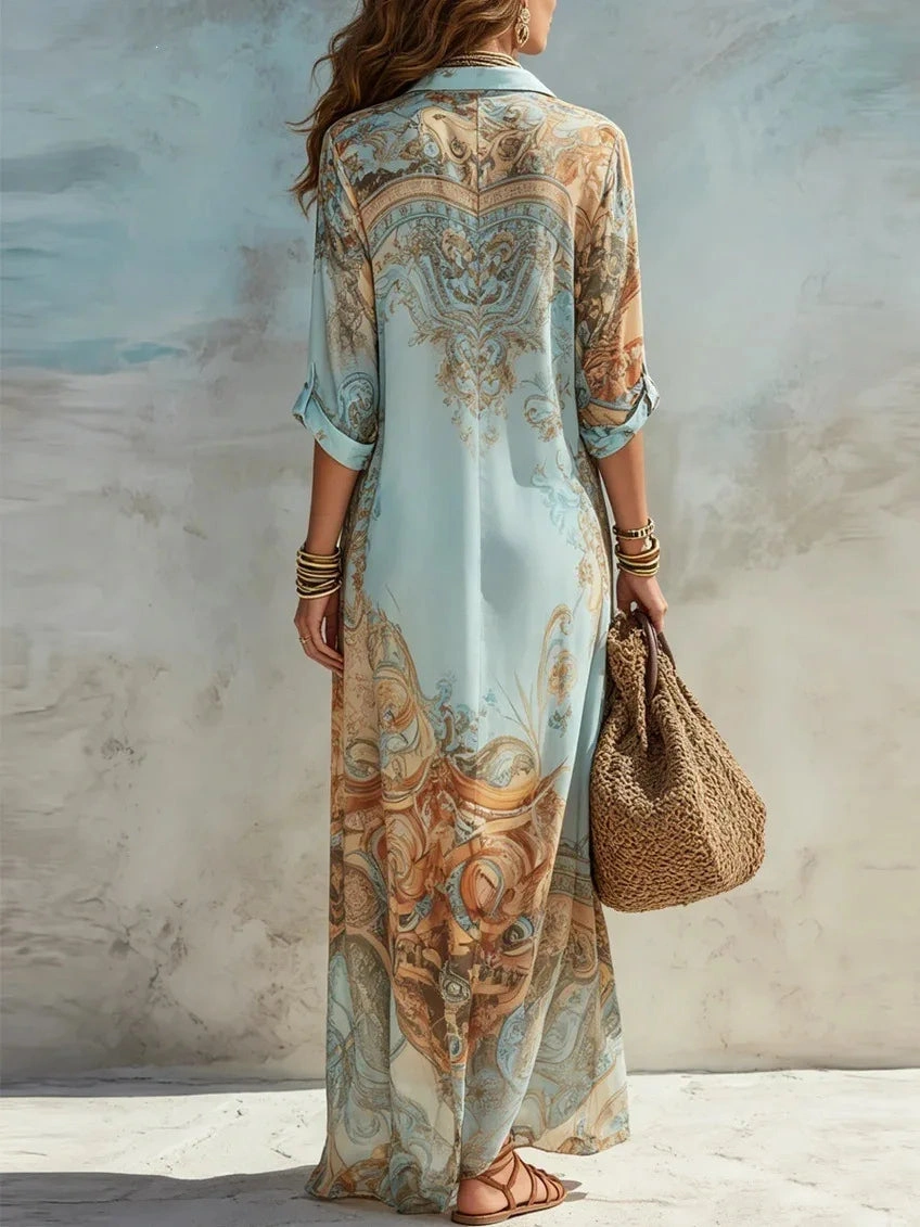 Vestido Chemise Longo Capri Estampado