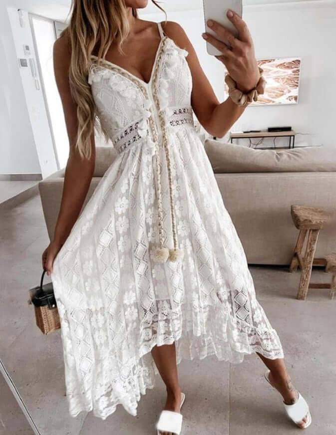 Vestido Longo Boho Serena em Renda