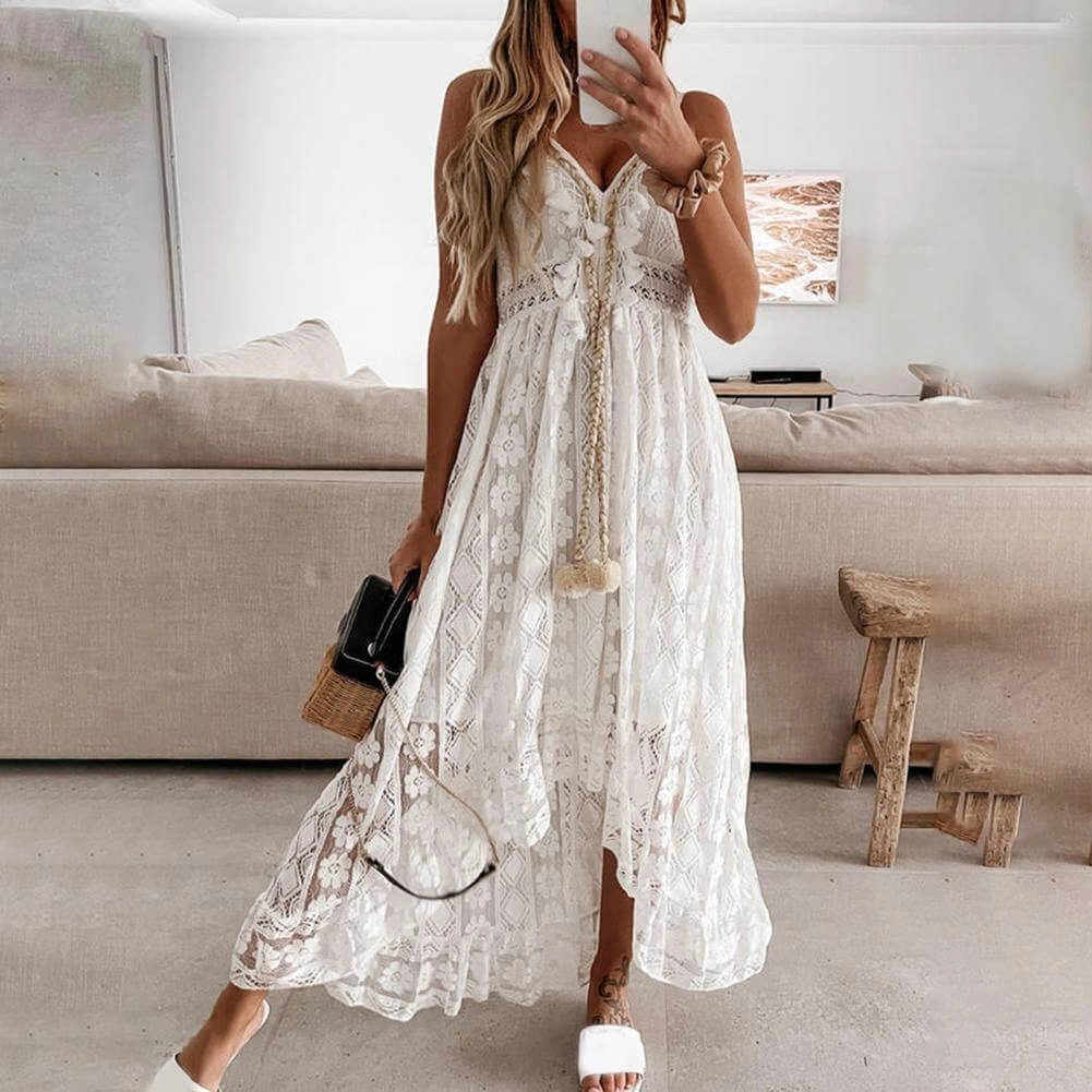 Vestido Longo Boho Serena em Renda