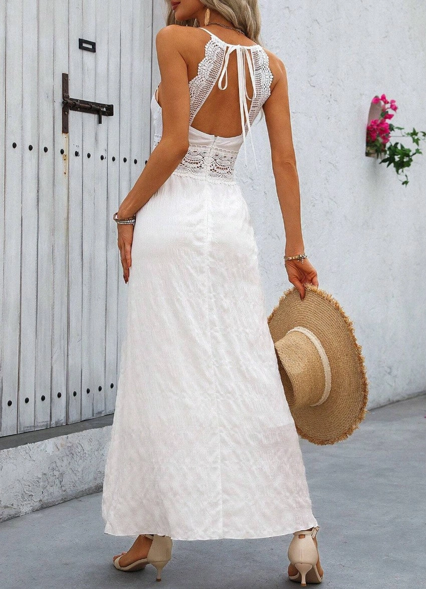 Vestido Longo Serena com Renda na Cintura