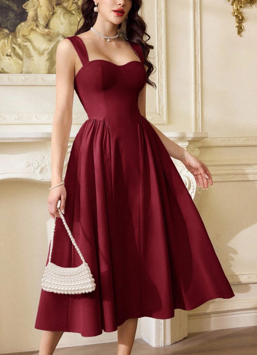 Vestido Midi Isabella com Decote Coração