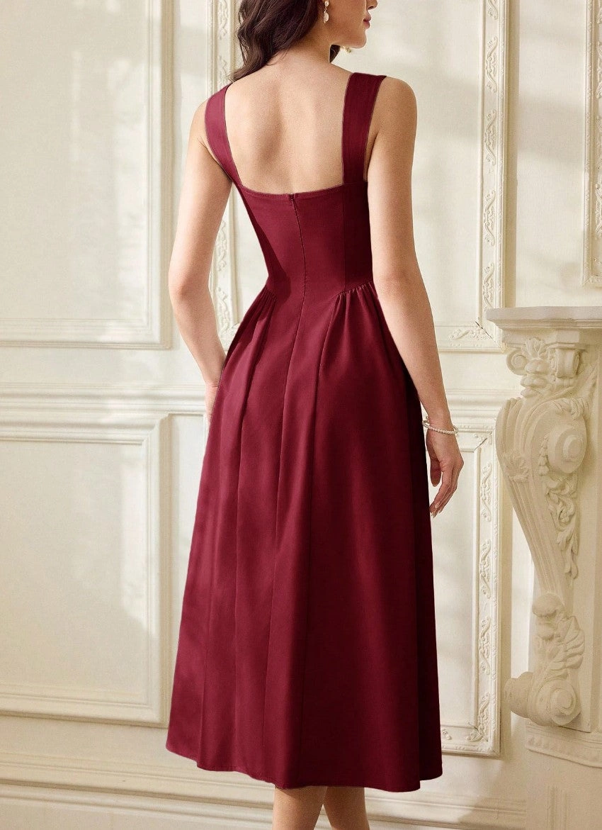 Vestido Midi Isabella com Decote Coração