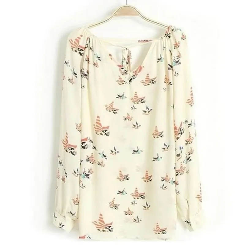 Blusa Bata Bege Estampada - Imagem 2