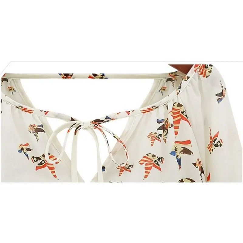 Blusa Bata Bege Estampada - Imagem 5