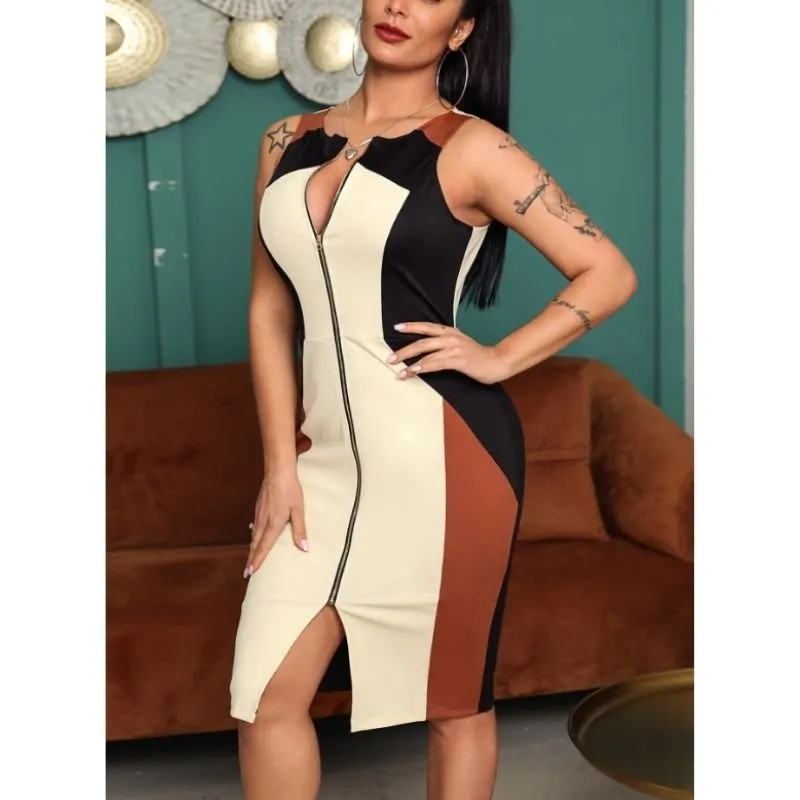 Vestido Colorblock Zíper - Imagem 5