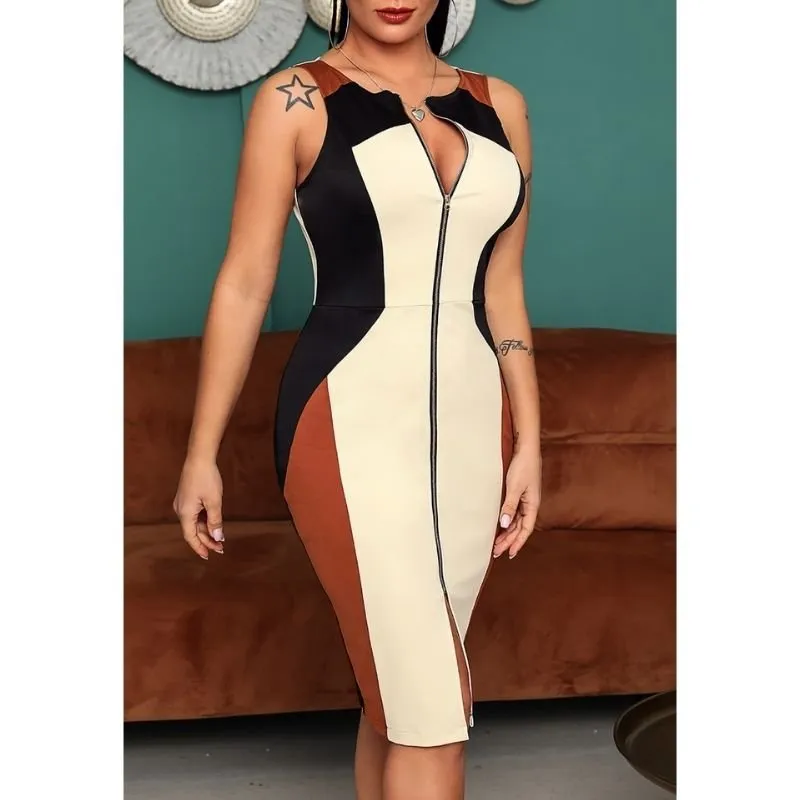 Vestido Colorblock Zíper - Imagem 7