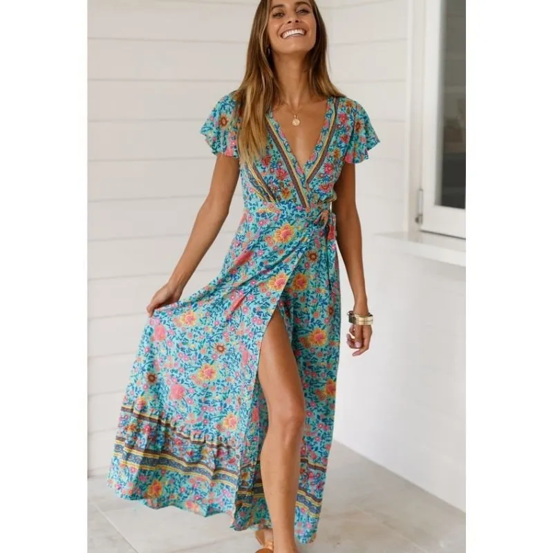 Vestido Longo Estampado Transpasse - Imagem 3