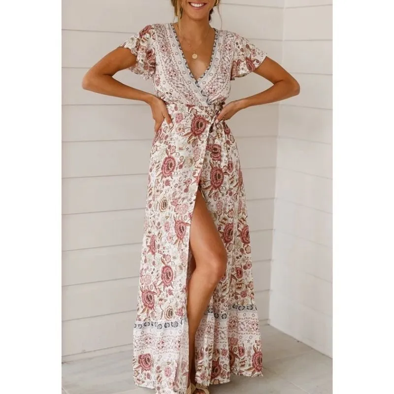 Vestido Longo Estampado Transpasse - Imagem 6