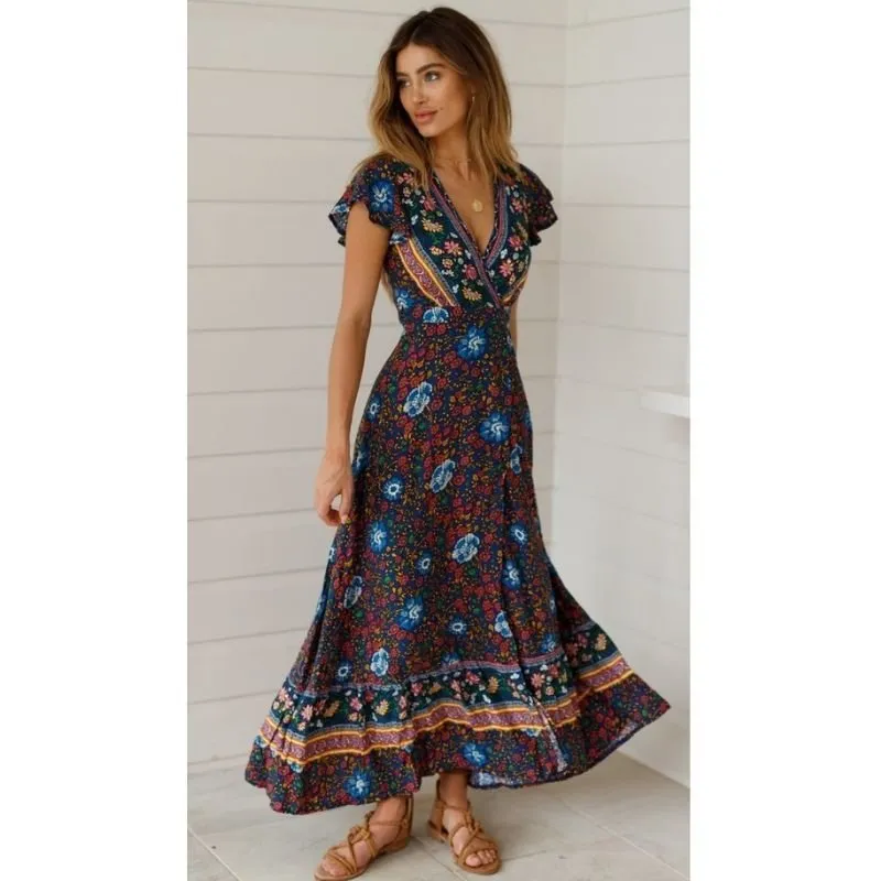 Vestido Longo Estampado Transpasse - Imagem 8