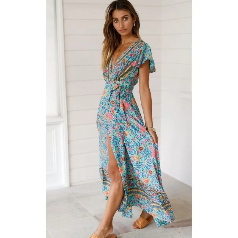 Vestido Longo Estampado Transpasse - Imagem 9