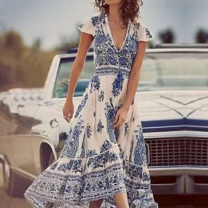 Vestido Maxi Decote em V