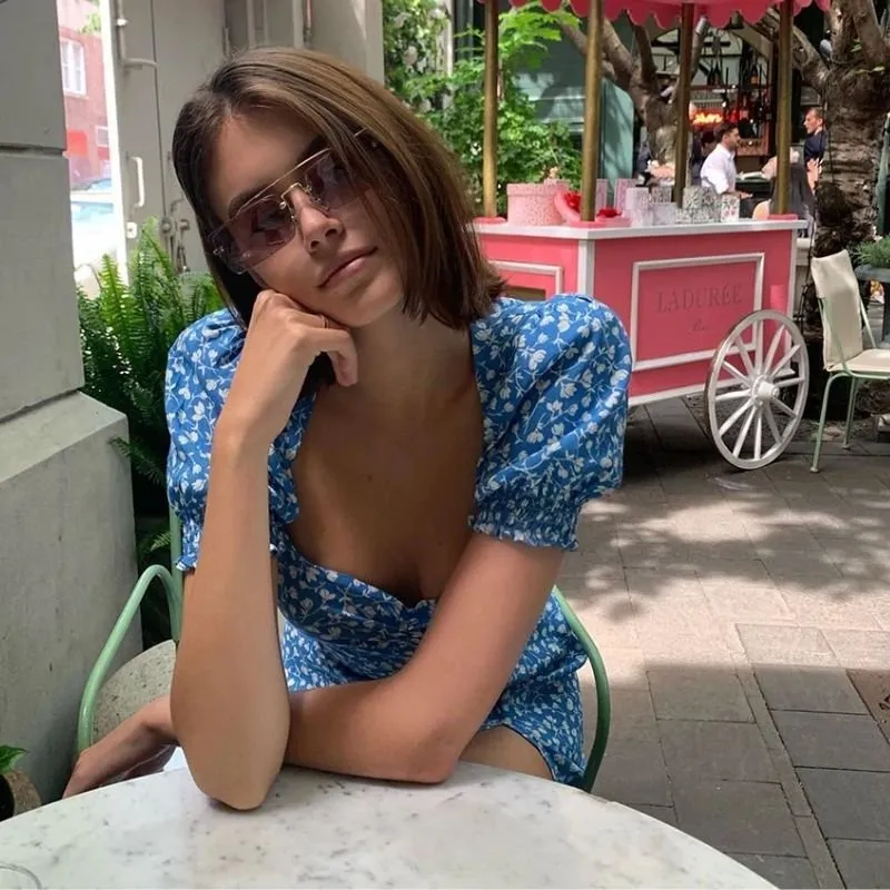 Vestido Midi Azul Vintage - Imagem 2