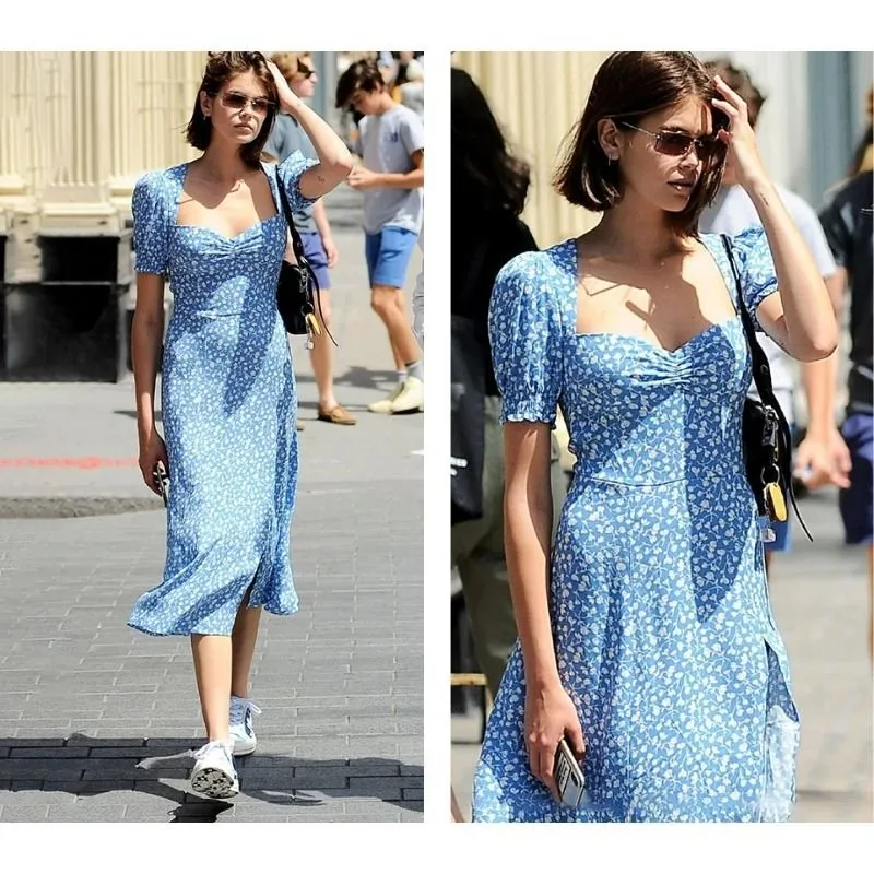 Vestido Midi Azul Vintage - Imagem 4