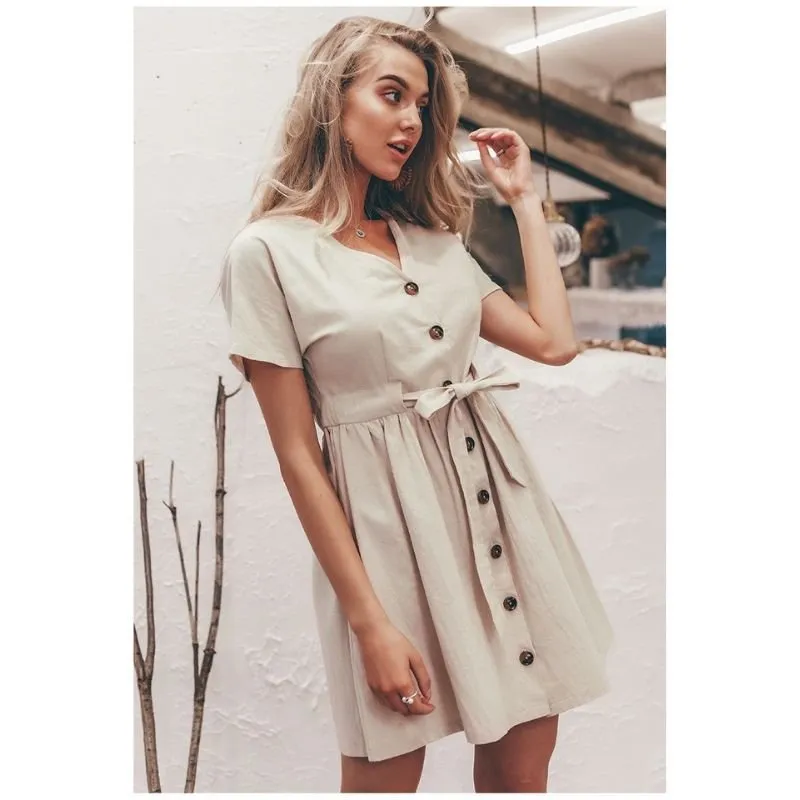 Vestido de Linho Acinturado - Imagem 2