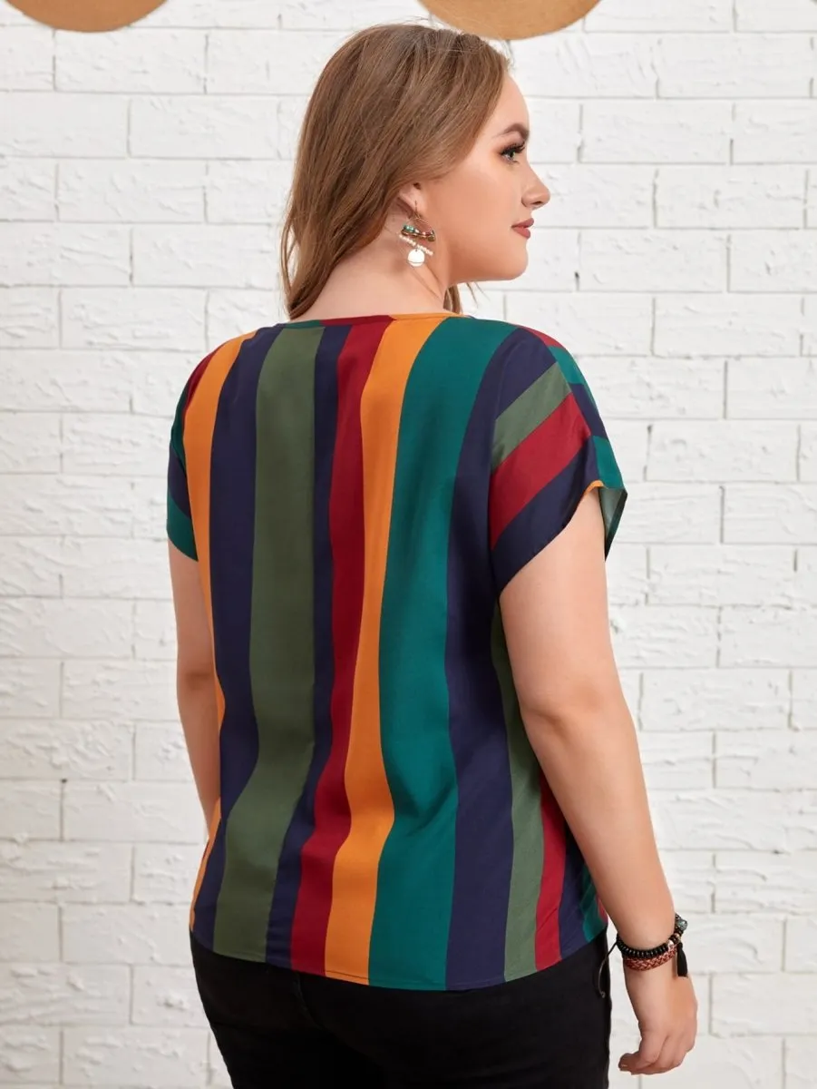 Blusa Listras Coloridas Plus Size - Imagem 2