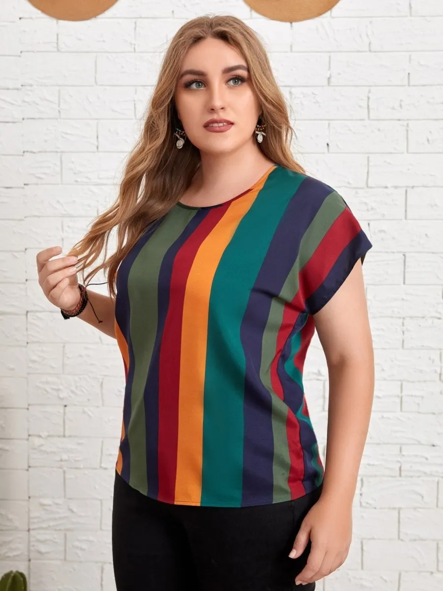 Blusa Listras Coloridas Plus Size - Imagem 3