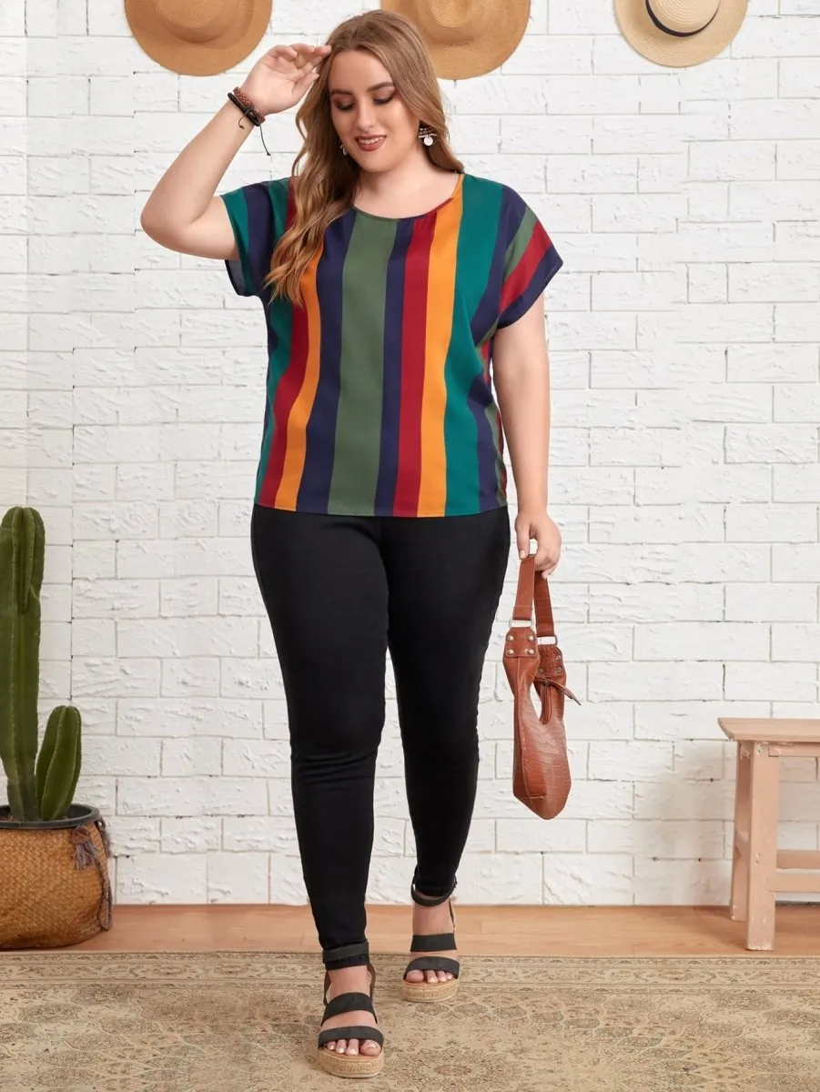 Blusa Listras Coloridas Plus Size - Imagem 4
