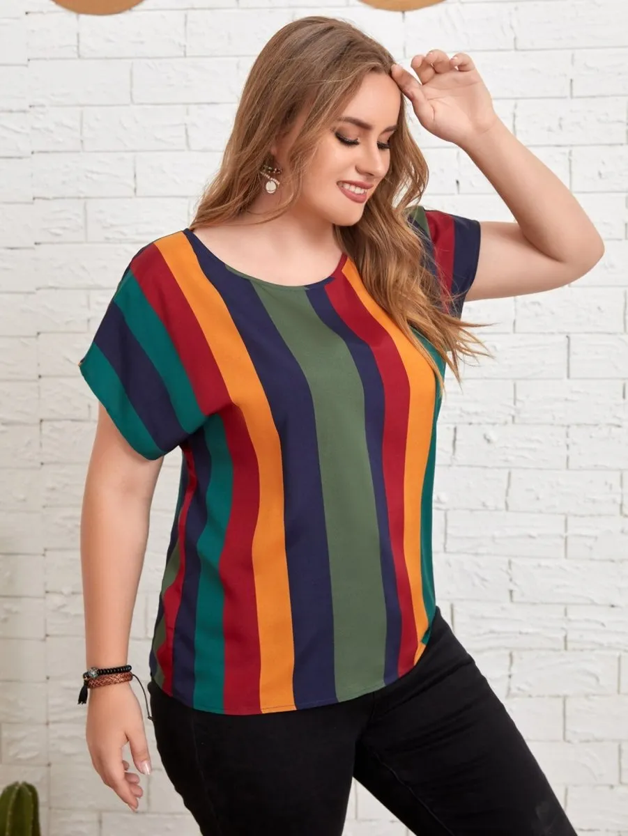 Blusa Listras Coloridas Plus Size - Imagem 5