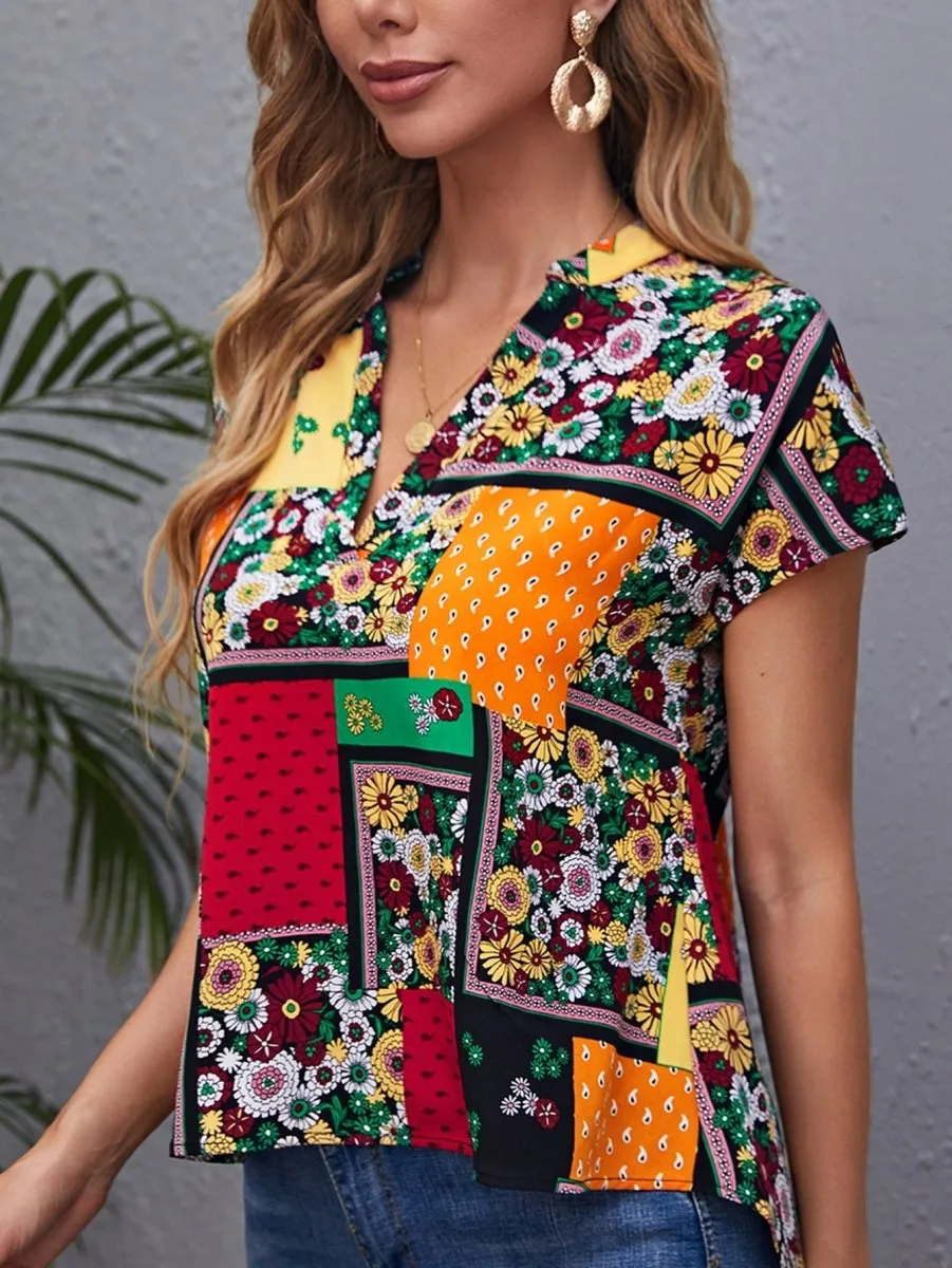 Blusa Retalhos Manga Curta - Imagem 3