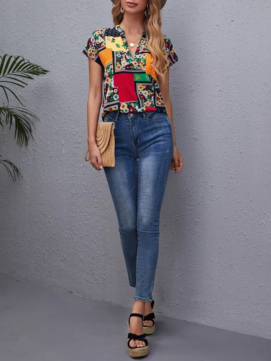 Blusa Retalhos Manga Curta - Imagem 4