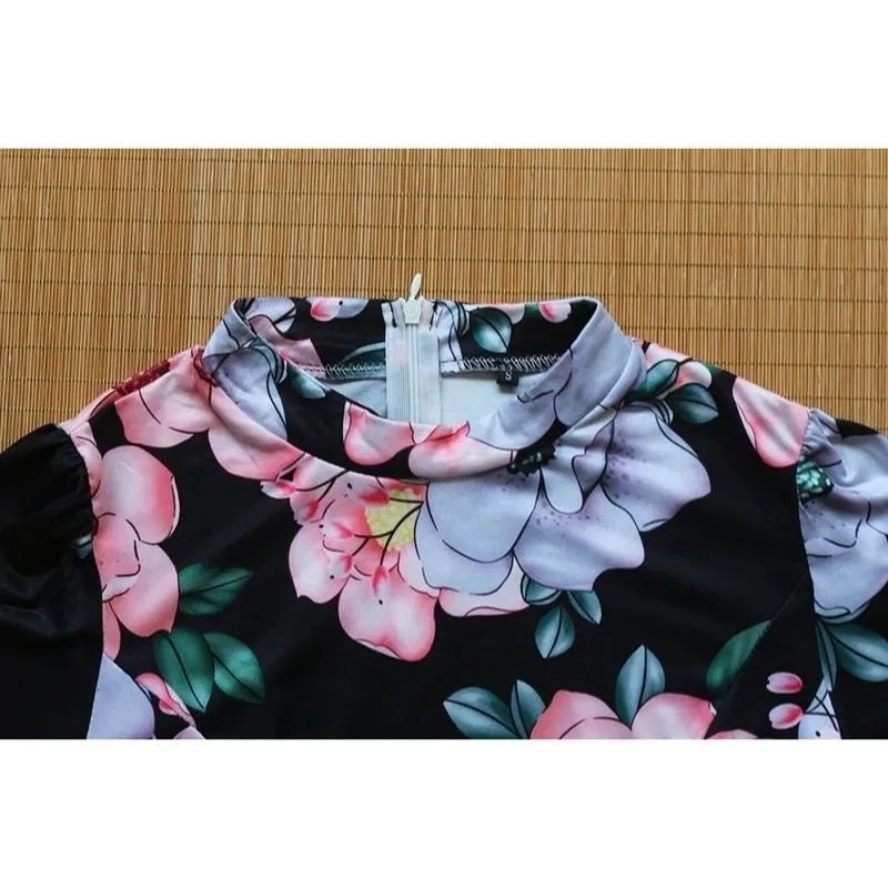 Vestido Floral Gola Alta - Imagem 9