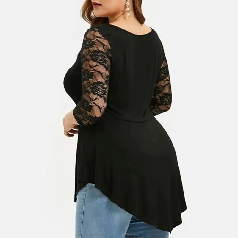 Blusa Black Renda Floral Plus Size - Imagem 2