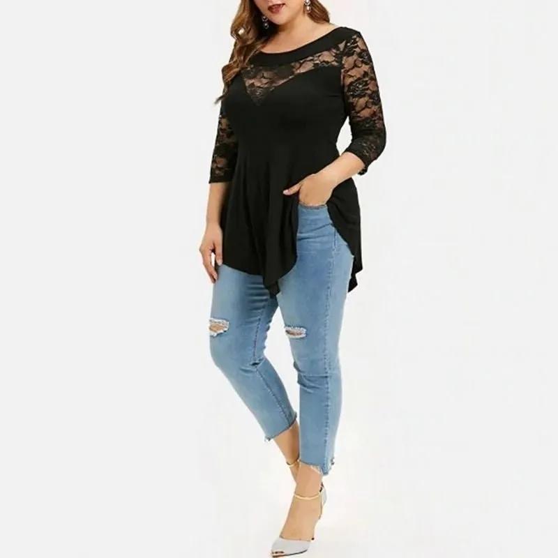 Blusa Black Renda Floral Plus Size - Imagem 3