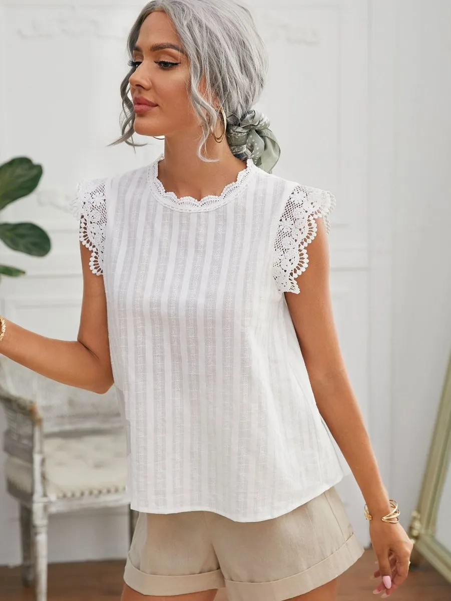 Blusa Rendinhas Manga Borboleta - Imagem 5