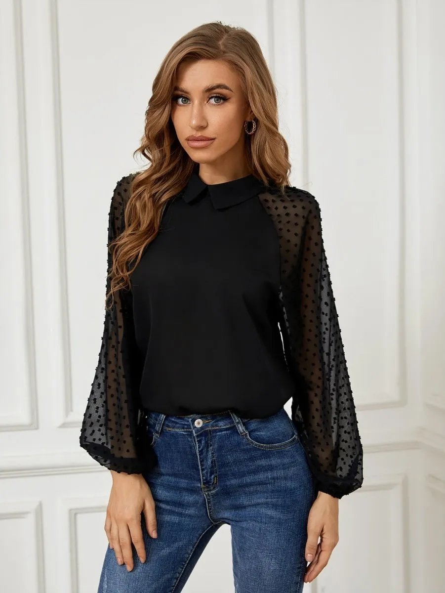 Blusa Elegante com Manga Transparente - Imagem 5