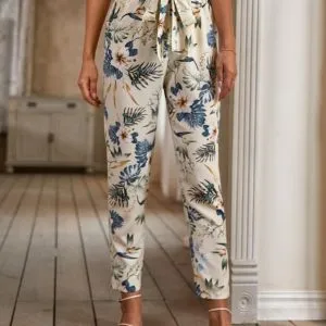 Calça com Cinto Estampa Floral