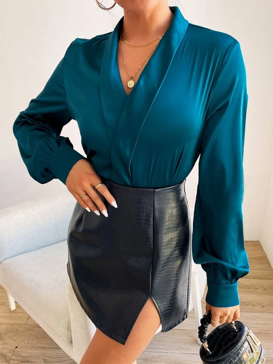 Blusa Cetim Decote Cruzado - Imagem 5