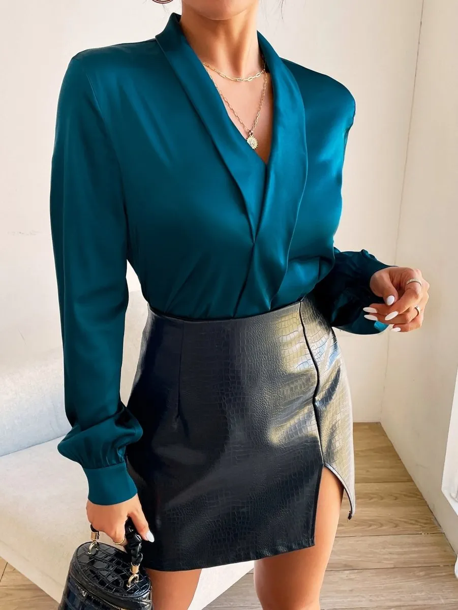 Blusa Cetim Decote Cruzado - Imagem 2