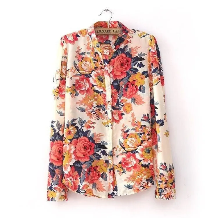 Camisa de Chiffon Floral