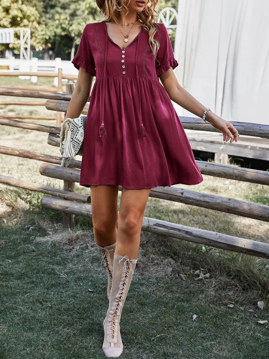 Vestido Boho Manga Plissada - Imagem 4