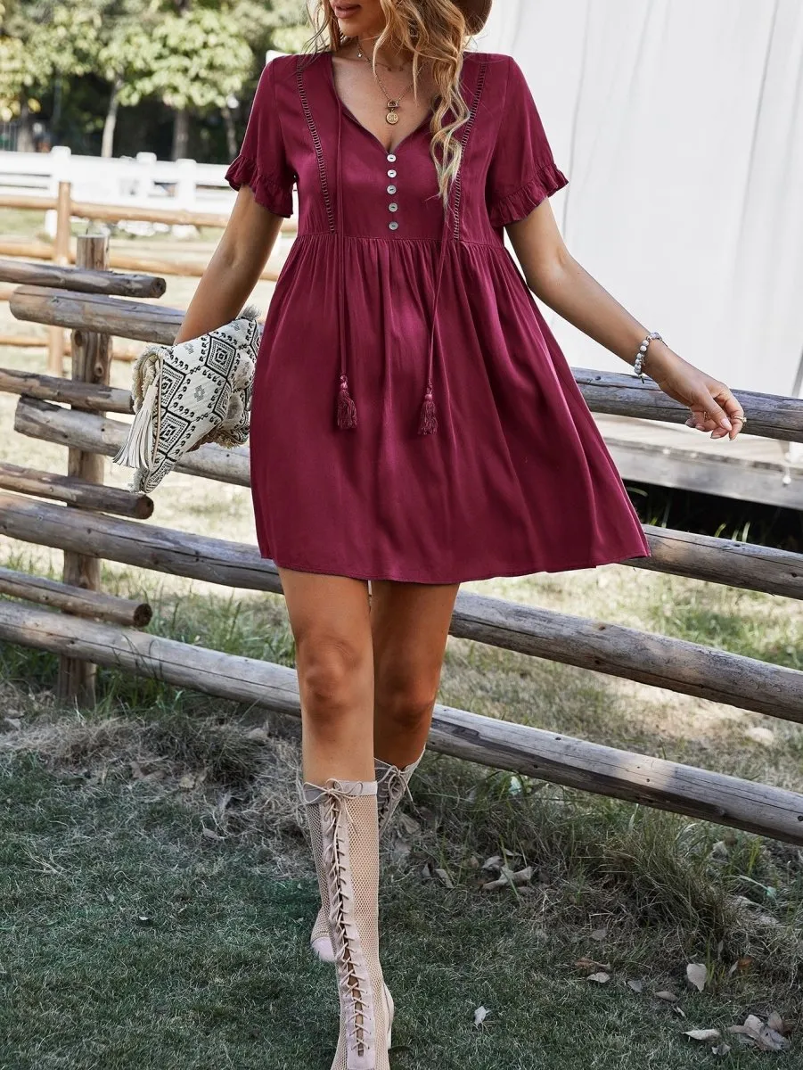 Vestido Boho Manga Plissada - Imagem 3