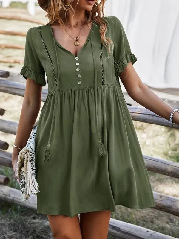 Vestido Boho Manga Plissada - Imagem 5