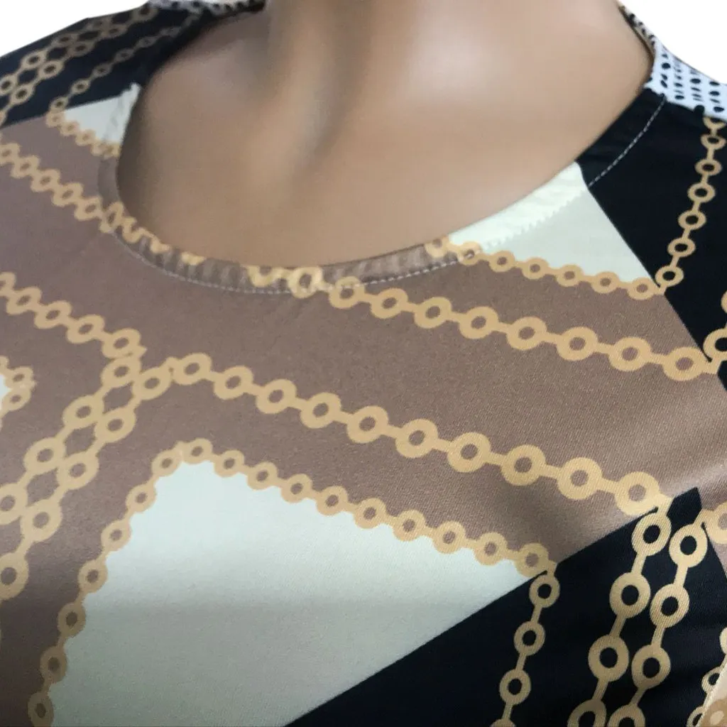 Vestido Geométrico Manga Curta - Imagem 4