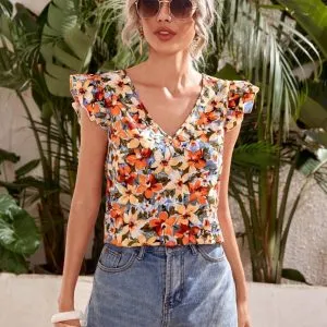 Blusa Flowers Manga Borboleta