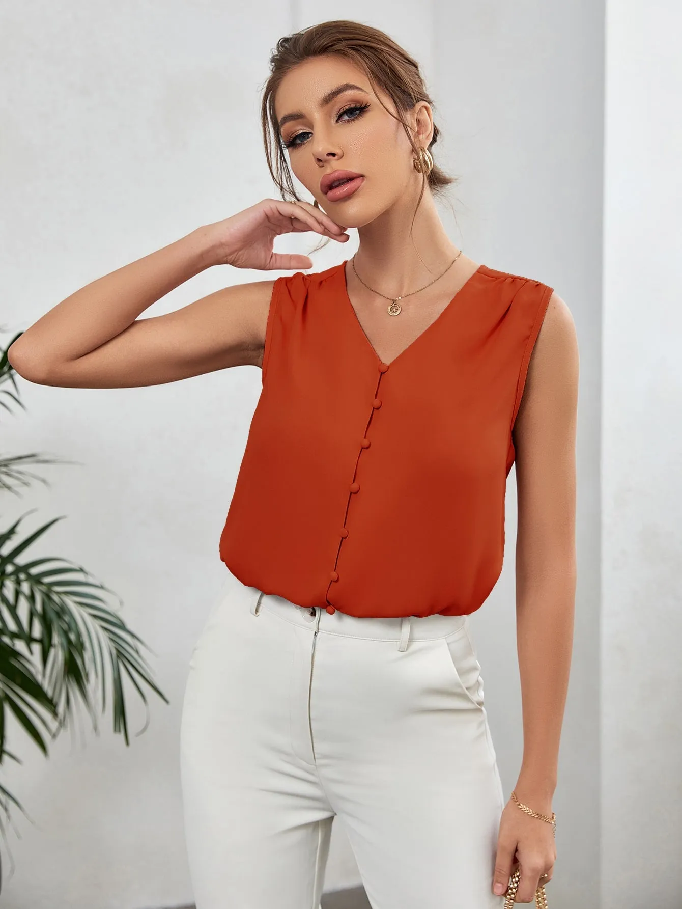 Blusa Botões Gola V - Imagem 11