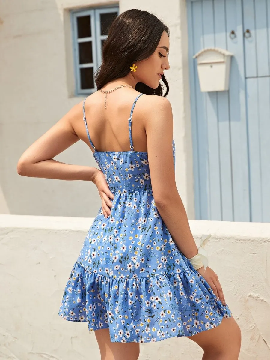 Vestido Curto Floral Babado - Imagem 5